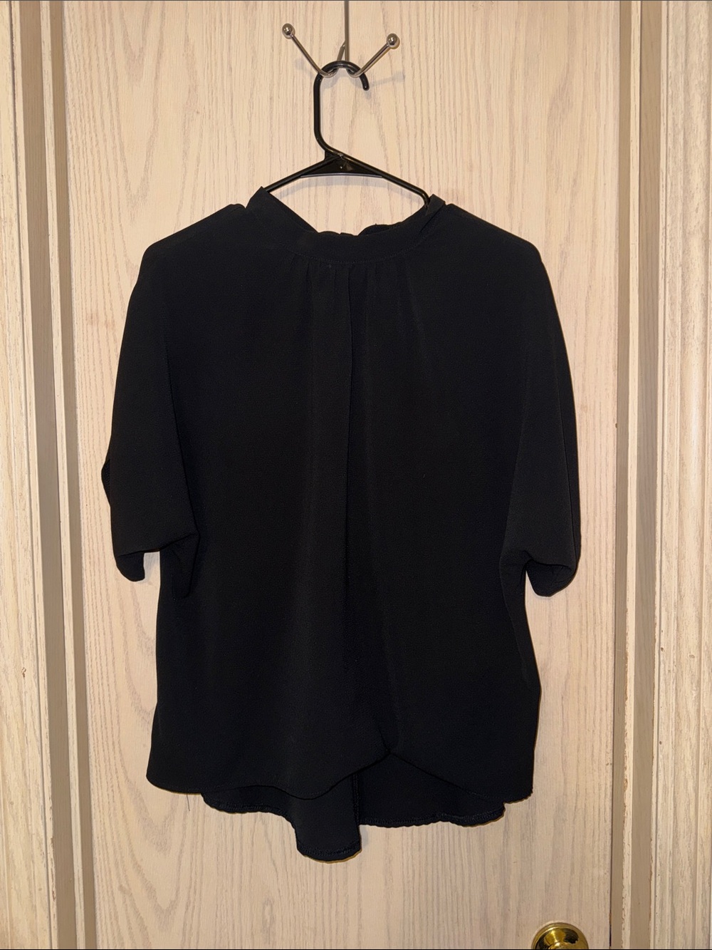 SHEIN Black Short Sleeve Mock Neck Blouse